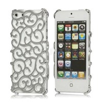 iPhone 5 5S Nouveau Art Sarmaşık Kapak - Kılıf Gümüş