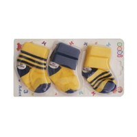 Sebi Bebe 319 3lü Bebek Çorabı Sarı-Lacivert 0-3 Ay (56-62 Cm) 31638091