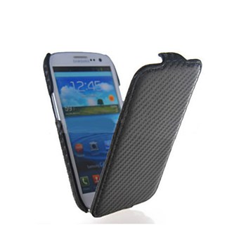 Microsonic Flip Leather Carbon Fiber Kaplama Deri Kılıf Samsung Galaxy I9300 S3