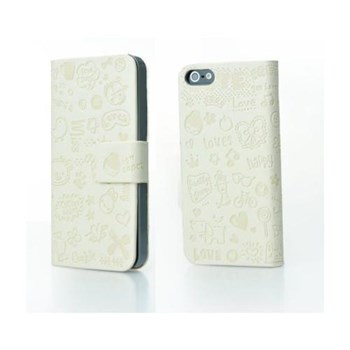 Microsonic Cute Desenli Deri Kılıf Iphone 5c Beyaz
