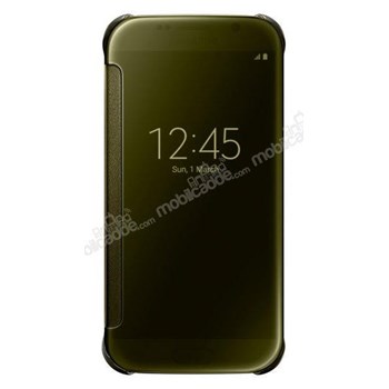 Samsung Galaxy S6 Orjinal Clear View Uyku Modlu Gold Kılıf