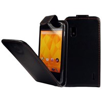 Microsonic Cs150 Flip Leather Deri Kılıf - Lg Nexus 4 E960 Siyah