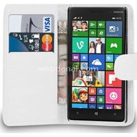 Cüzdanlı Deri Nokia Lumia 830 Kılıf Beyaz