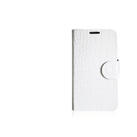 Cklf-Booktype Samsung-S4 Mini Hakiki Deri Kılıf-Beyaz