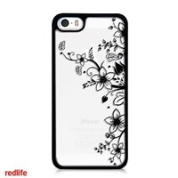 Redlife Iphone 5/5s Kabartma Çiçek Desenli Pc Arka Kapak Siyah
