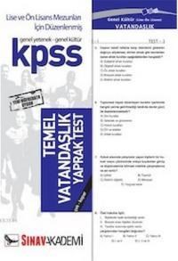 KPSS Lise ve Ön Lisans Temel Vatandaşlık Yaprak Test (ISBN: 9786054374878)
