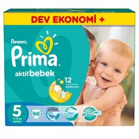 Prima Bebek Bezi Aktif Bebek 5 Beden Junior Dev Ekonomi Plus Paketi 66 Adet