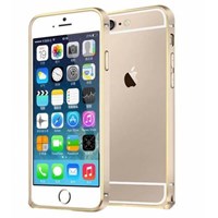 iPhone 6 Plus Kılıf Yaldızlı Metal Bumper Çerçeve Altın