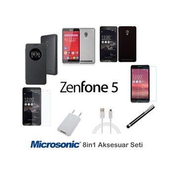 Microsonic Asus Zenfone 5 Aksesuar Seti 8in1 ( Kılıflar, Kırılmaz Cam, Şeffaf Film, kablo, Şarj, Hafıza Kartı )