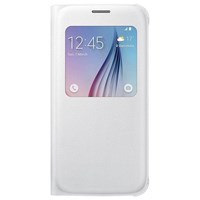 Samsung EF-CG928PWEGTR Galaxy S6 Edge Plus S View Cover Fonksiyonel Kılıf (Deri Beyaz)