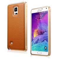 Microsonic Derili Metal Delüx Samsung Galaxy Note 4 Kılıf Kahverengi