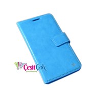 LG G3 Deri Kapaklı Cüzdanlı Kılıf Mavi