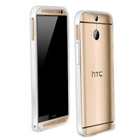 Microsonic HTC ONE M8 Ultra Thin Metal Bumper Kılıf Gümüş