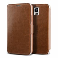 Verus Samsung Galaxy Note 4 Wallet Dandy Klop Series Deri Kılıf - Renk : Brown
