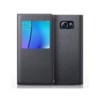 Microsonic Samsung Galaxy Note 5 Kılıf View Cover Delux kapaklı Siyah