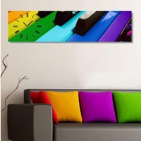 TT Tasarım Renkli Piano - Panoramik Kanvas Tablo Saat (100x25) TS2-28