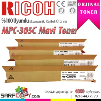 Ricoh Mpc-305C Mavi Orjinal Toner