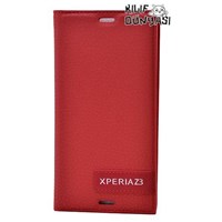 Sony Xperia Z3 Kılıf Safir Deri Gizli Mıknatıslı Kırmızı
