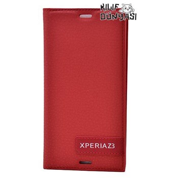 Sony Xperia Z3 Kılıf Safir Deri Gizli Mıknatıslı Kırmızı