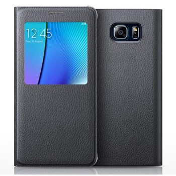 Microsonic Samsung Galaxy Note 5 Kılıf View Cover Delux Kapaklı Akıllı Modlu Siyah