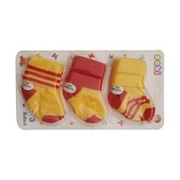Sebi Bebe 319 3lü Bebek Çorabı Sarı-Kırmızı 0-3 Ay (56-62 Cm) 31638090