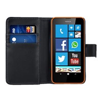 Microsonic Cüzdanlı Deri Nokia Lumia 630 / 635 Kılıf Siyah