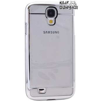 Samsung Galaxy S4 Metal Elegance Şeffaf Sert Kapak Gümüş