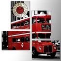 Tictac Design 4 Parçalı Tablo Saat - Londra Otobüs