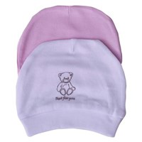 Baby Center 36777 2li Bebek Şapkası Beyaz-Pembe 33445777