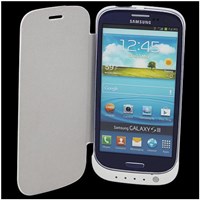Microsonic 3200 Mah Dahili Bataryalı Standlı Flip Kılıf - Samsung Galaxy S3 I9300 Uyumlu Beyaz