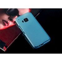 HTC One M9 Kılıf 0.2mm Tam Şeffaf Silikon Kapak Mavi