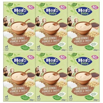 Hero Baby 6x200 gr Sütlü Peynirli Pekmezli 8 Tahıllı Kaşık Maması