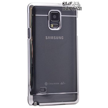 Samsung Galaxy Note 4 Metal Elegance Şeffaf Sert Kapak Gümüş