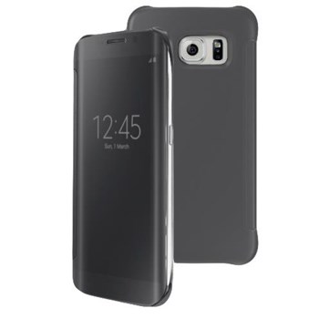 Microsonic View Clear Samsung Galaxy S6 Edge Kapaklı Kılıf Siyah