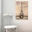 Tictac Design Kanvas Tablo Saat - Paris Eyfel Vintage