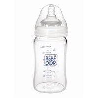 Bebedor Isıya Dayanıklı Geniş Ağız Cam Biberon Orta Akış Emzikli 180 ml