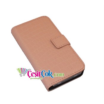 iPhone 5/5S Kılıf Deri Cüzdanlı (Pembe)