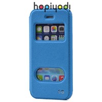 iPhone 5 Kılıf Ekol Gizli Mıknatıslı Çift Pencereli Standlı Mavi