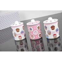 Paçi Porselen Kavanoz 3 Adet Set Cupcake Desen 26475464