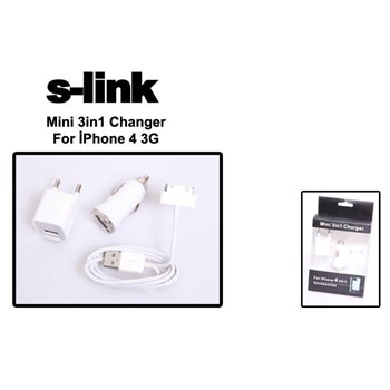 S-Link Slx-44A 3G/3Gs/4G Mini 3 İn 1 Şarj