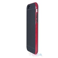 iPhone 6 Slikon Kırmızı Şeritli Bumper Arka Kapak