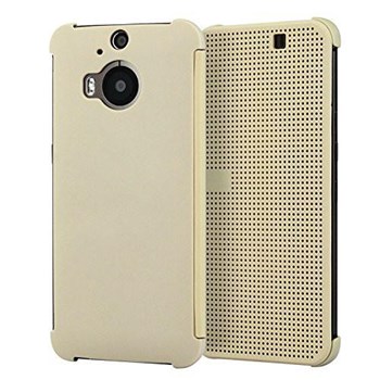 Microsonic Htc One M9+ Plus View Cover Dot Kapaklı Akıllı Modlu Gold