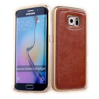 Microsonic Derili Metal Delüx Samsung Galaxy S6 Edge Kılıf Kahverengi