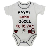 Babycool 2291 Kısa Kol Bebek Body Hayat Bana Güzel Krem 9-12 Ay (74-80 Cm) 28823984