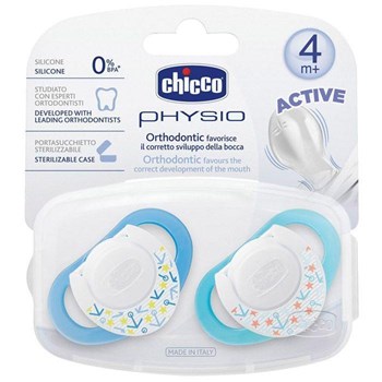 Chicco Yalancı Emzik Physiorıng Mavi Silikon 4M+ 2'Li-Kutu 00005721000000