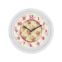 Cadran Dekoratif Vintage Duvar Saati Çatlak Desen Çiçekler-5 32762546