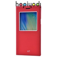 Samsung Galaxy A7 Kılıf Dolce Pencereli Mıknatıslı Kırmızı