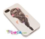 iPhone 4/4S Saçı Örgülü Kız Desenli Arka Kapak