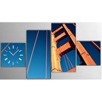 TT Tasarım Golden Gate - 4 Parça Kanvas Tablo Saat PS7-5