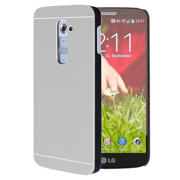 Microsonic Lg G2 Kılıf Hybrid Metal Gümüş